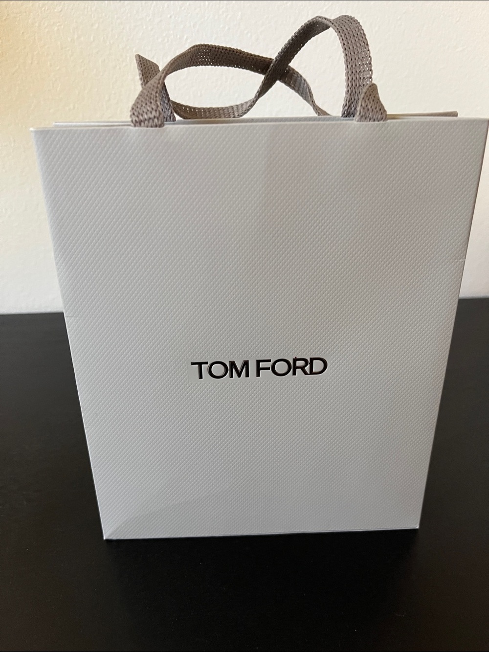 Tom Ford White Men’s Shopping Bag with Gray Handles